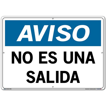 Vestil Aluminum Sign, 14-1/2" Height, 20-1/2" Width, Aluminum, Rectangle, Spanish SI-N-28-E-AL-063-S